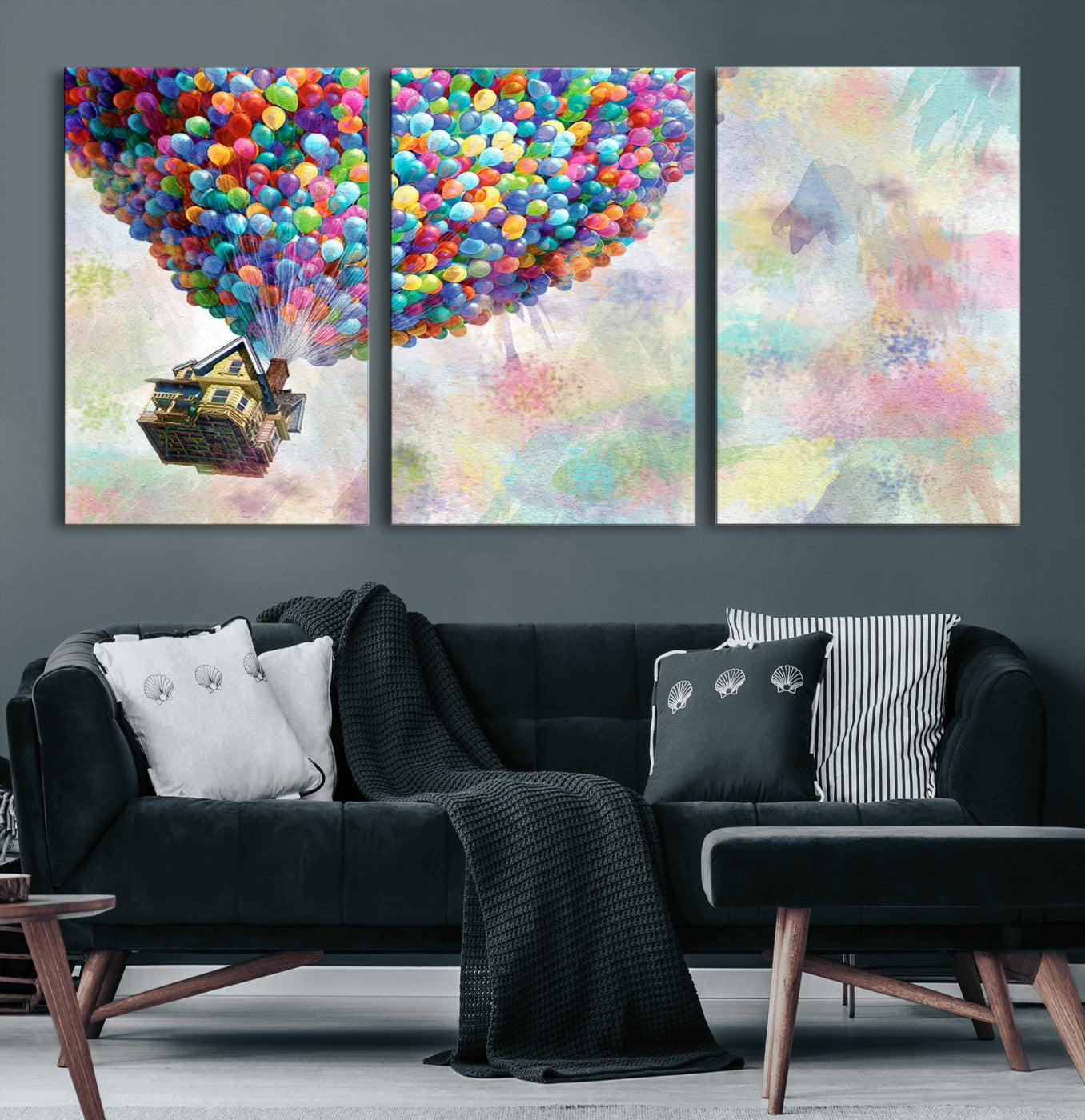 MGV-CV-60X30-3P - Up Pixar Poster, Look Up Pixar Wall Art, Up Pixar Canvas, Kids Play Game Room Decor Wall Art