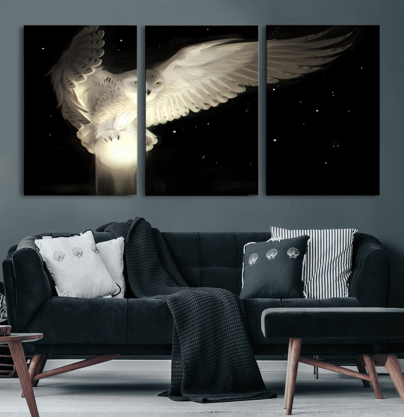 MGV-CV-60X30-3P - Night Owl Art -  Illuminating the Darkness – Unique Animal-Inspired Wall Art for Modern Decor |