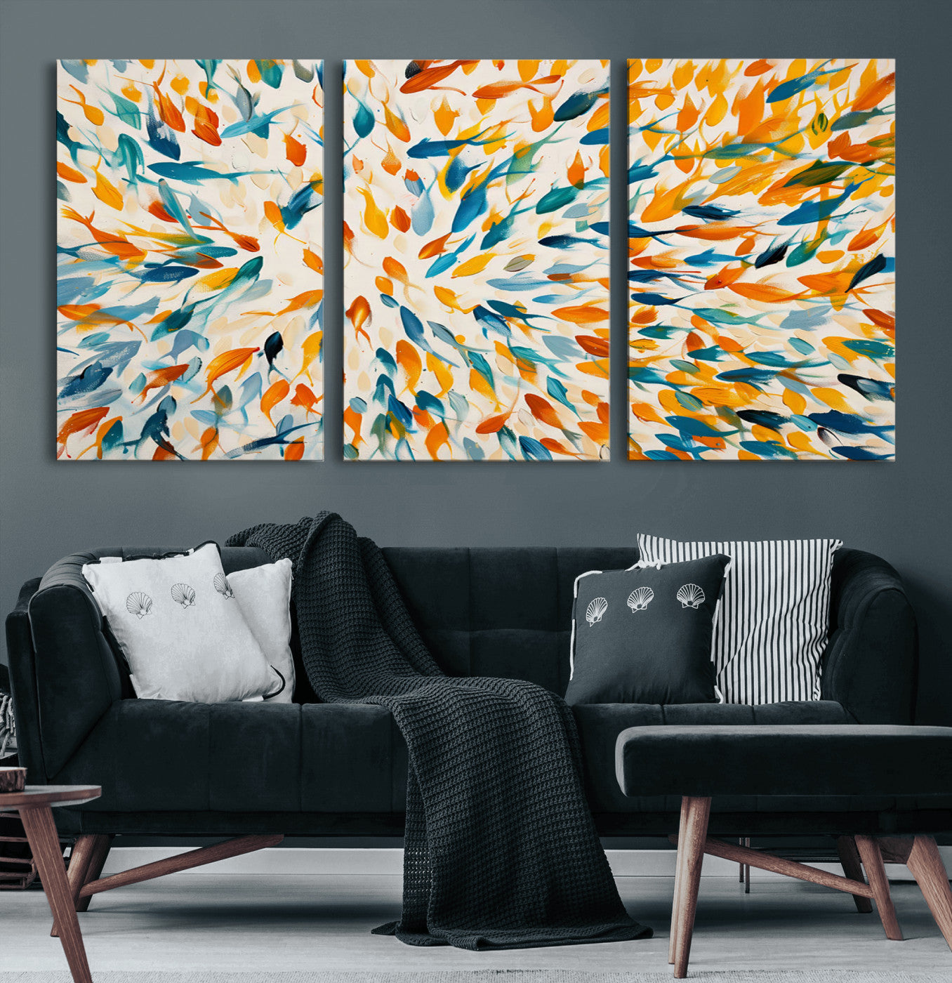 59969-MGV-CV-60X30-3P-Colorful Fish Wall Art Print – Abstract Ocean-Inspired Wall Art for Modern Spaces | Framed Canvas,