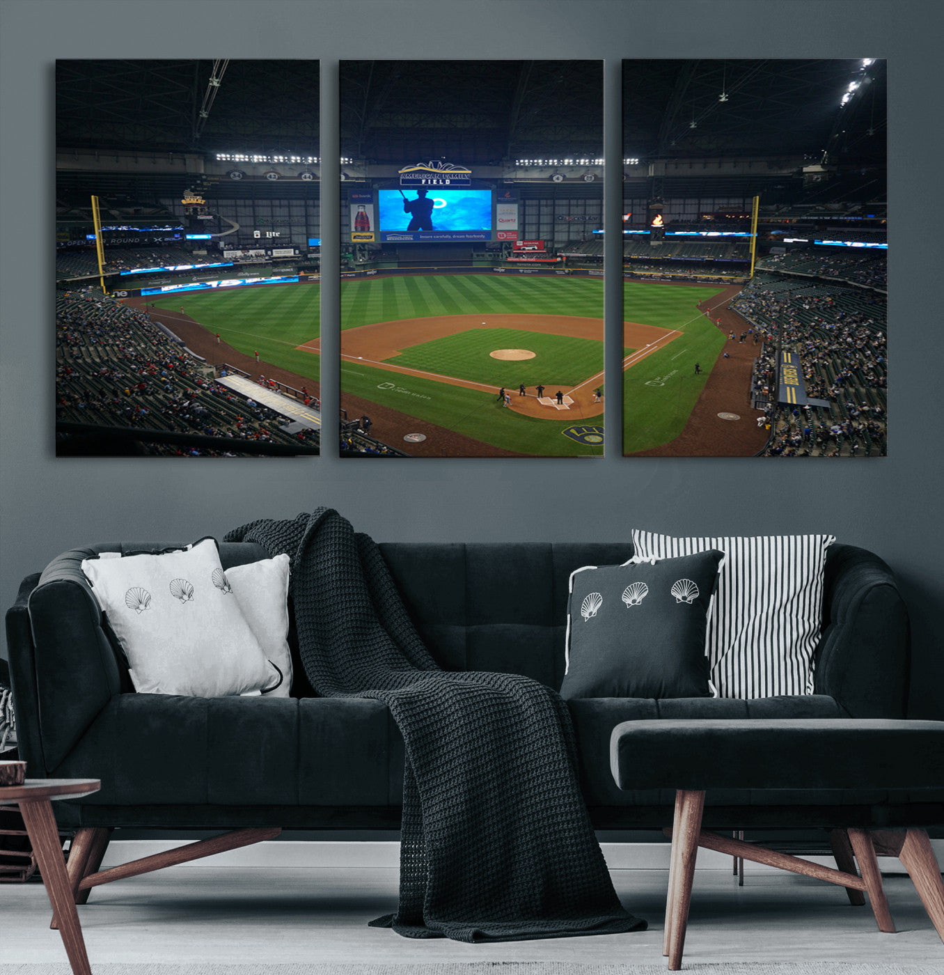 86084-MGV-CV-60X30-3P-Milwaukee Brewers Baseball Art Print - American Family Field Stadium Wall Art Canvas Print