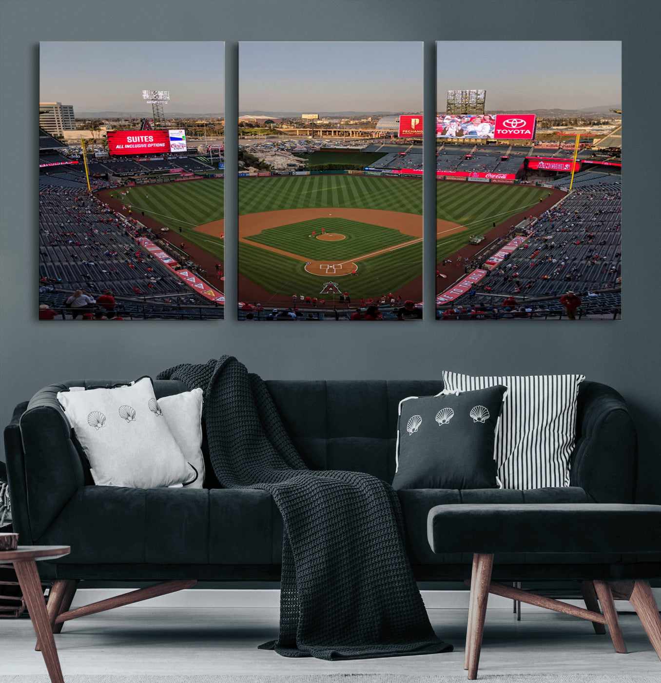MGV-CV-60X30-3P - Los Angeles Angels Baseball Canvas Print - Anaheim Angel Stadium Wall Art Canvas Print