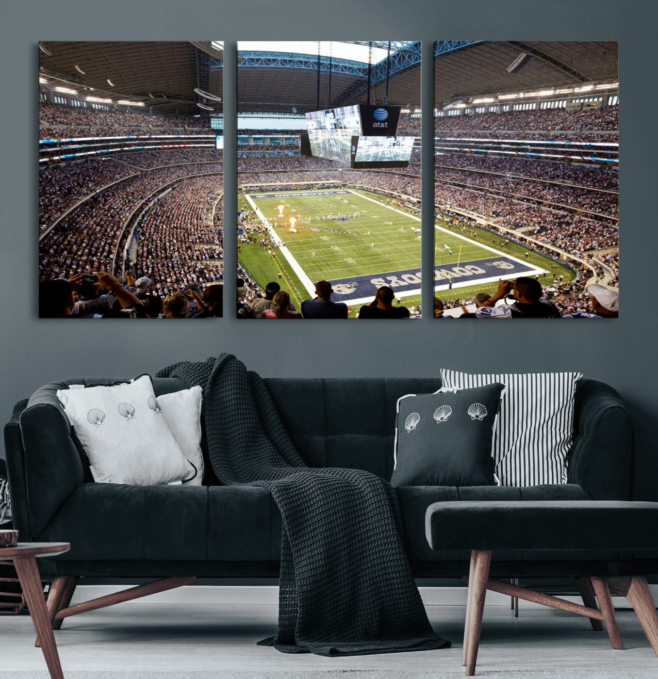 82096-MGV-CV-60X30-3P-Dallas Cowboys Football Team Print - Arlington AT&T Stadium Wall Art Canvas Print