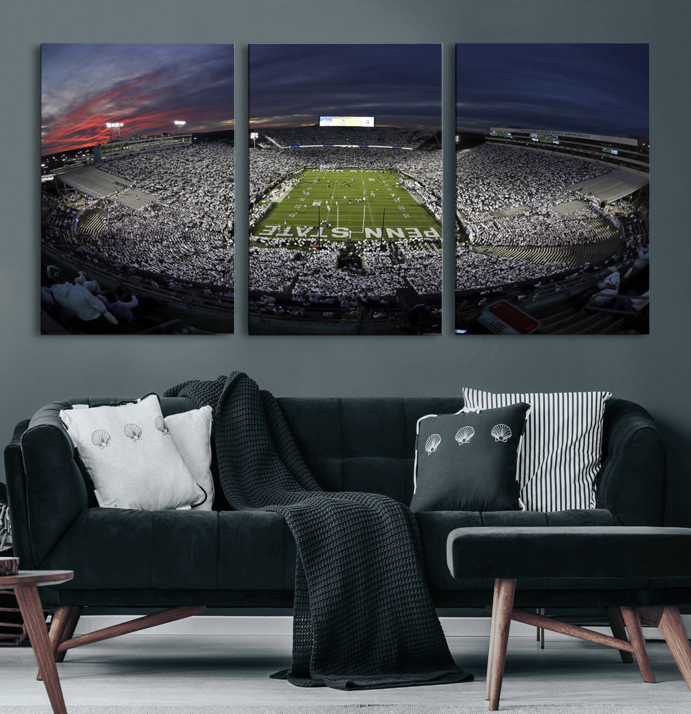 59877-MGV-CV-60X30-3P-Penn State University Nittany Lions Football Team Print - University Park Beaver Stadium Wall Art