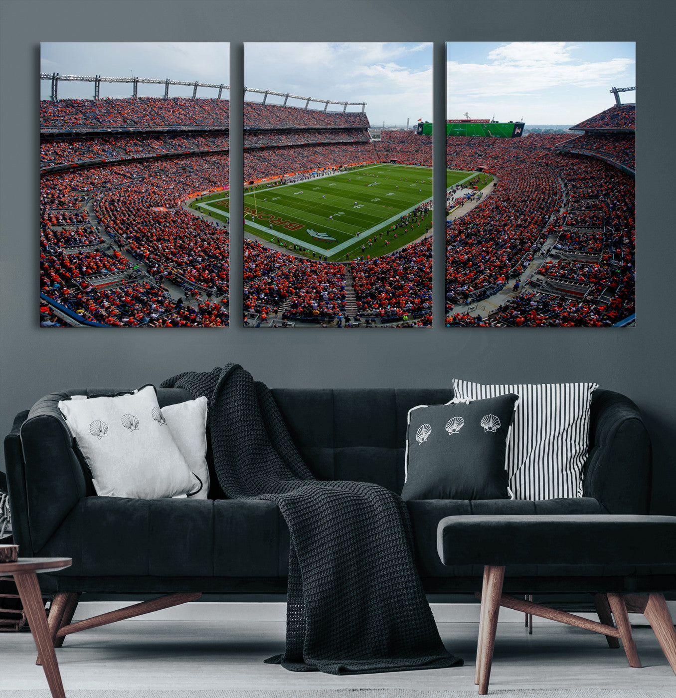 MGV-CV-60X30-3P - Denver Broncos Football Team Print - Empower Field Mile High Stadium Wall Art Canvas Print