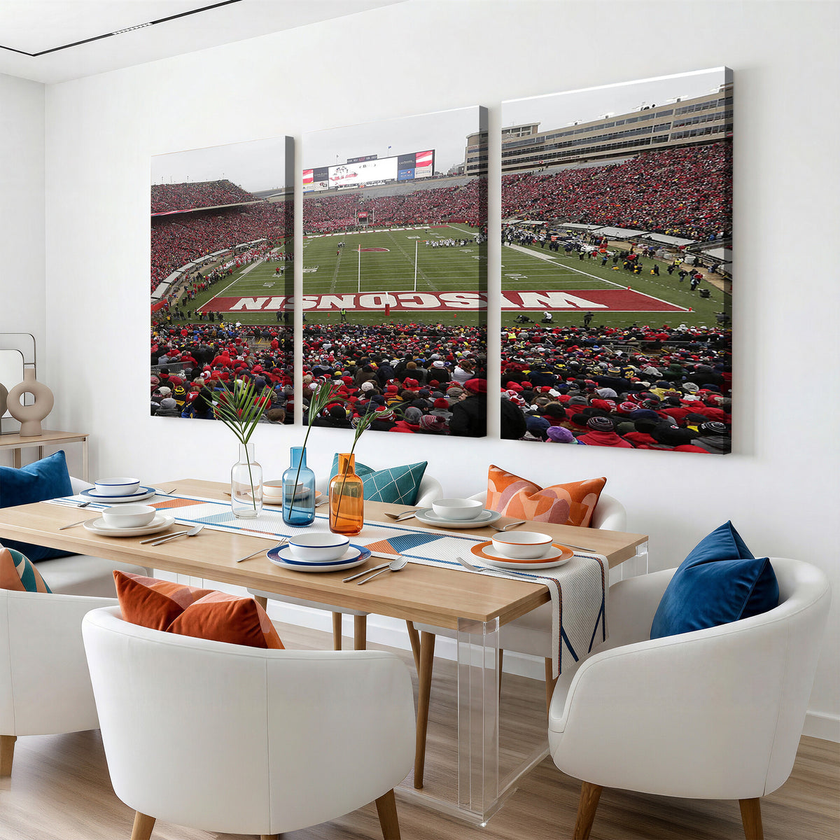 23461-MGV-CV-36X24 - Wisconsin Badgers Team Print Canvas, Madison Camp Randall Stadium Wall Art