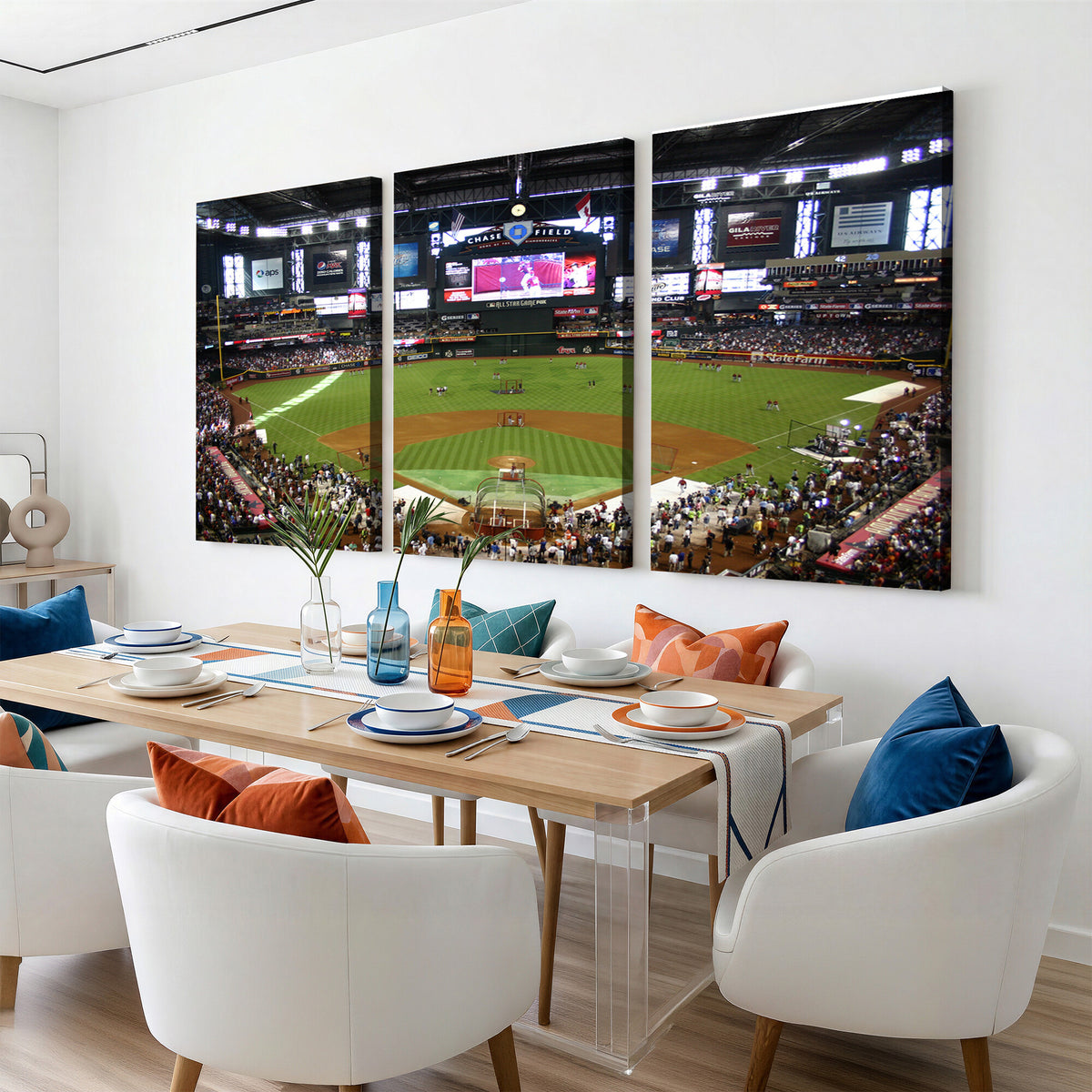 91630-MGV-CV-36X24 - Arizona Diamondbacks Baseball Team Print, Phoenix Chase Field Baseball Stadium Wall Art