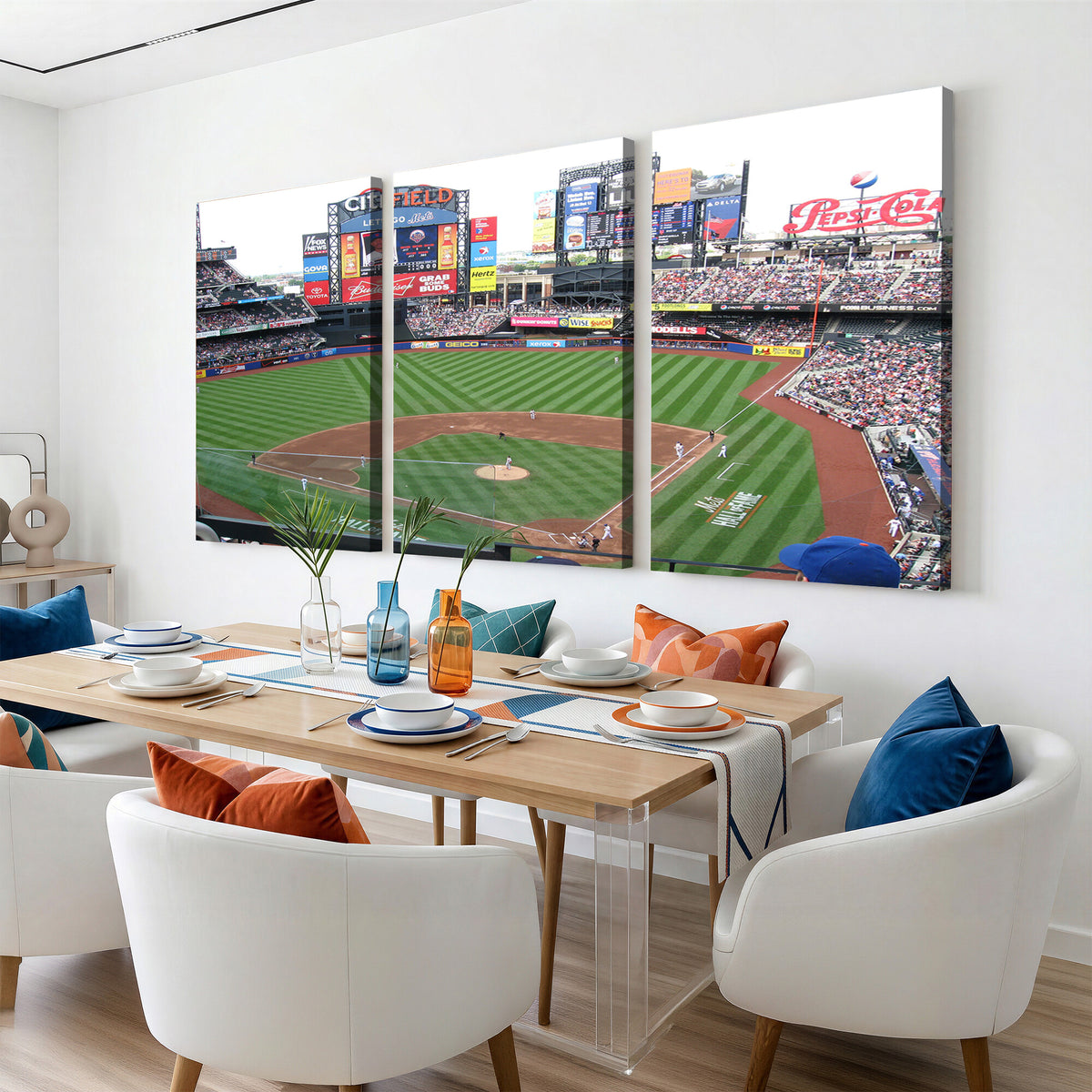 64829-MGV-CV-36X24 - New York Mets Baseball Team Print, Citi Field Baseball Stadium Wall Art