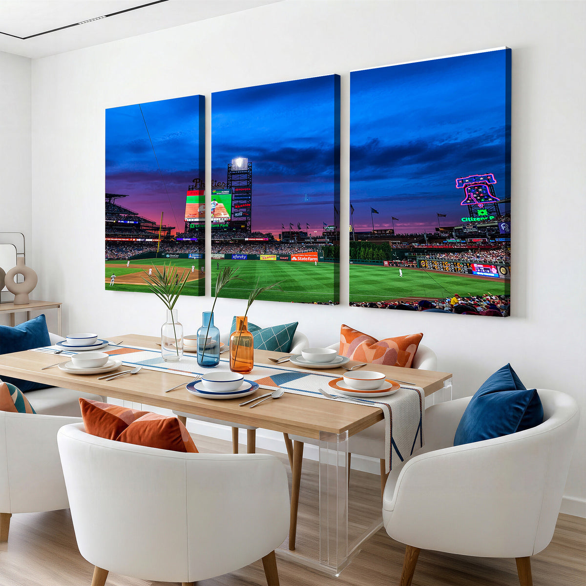 20427-MGV-CV-36X24 - Philadelphia Phillies Baseball Team Print, Citizens Bank Park, Extra Large Game Room Wall Decor
