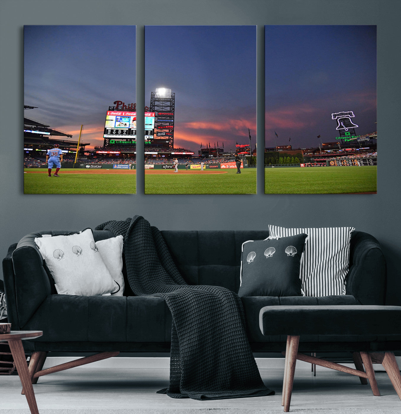 MGV-CV-60X30-3P - Philadelphia Phillies Baseball Print - Philadelphia Citizens Bank Park Stadium Wall Art, Phillies
