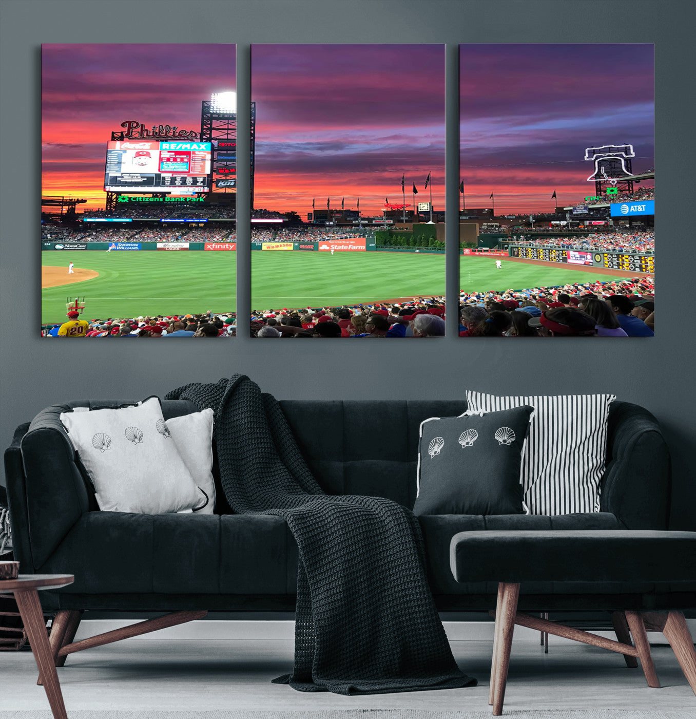 99918-MGV-CV-60X30-3P-Philadelphia Phillies Baseball Team Print - Philadelphia Citizens Bank Park Stadium Wall Art Canvas