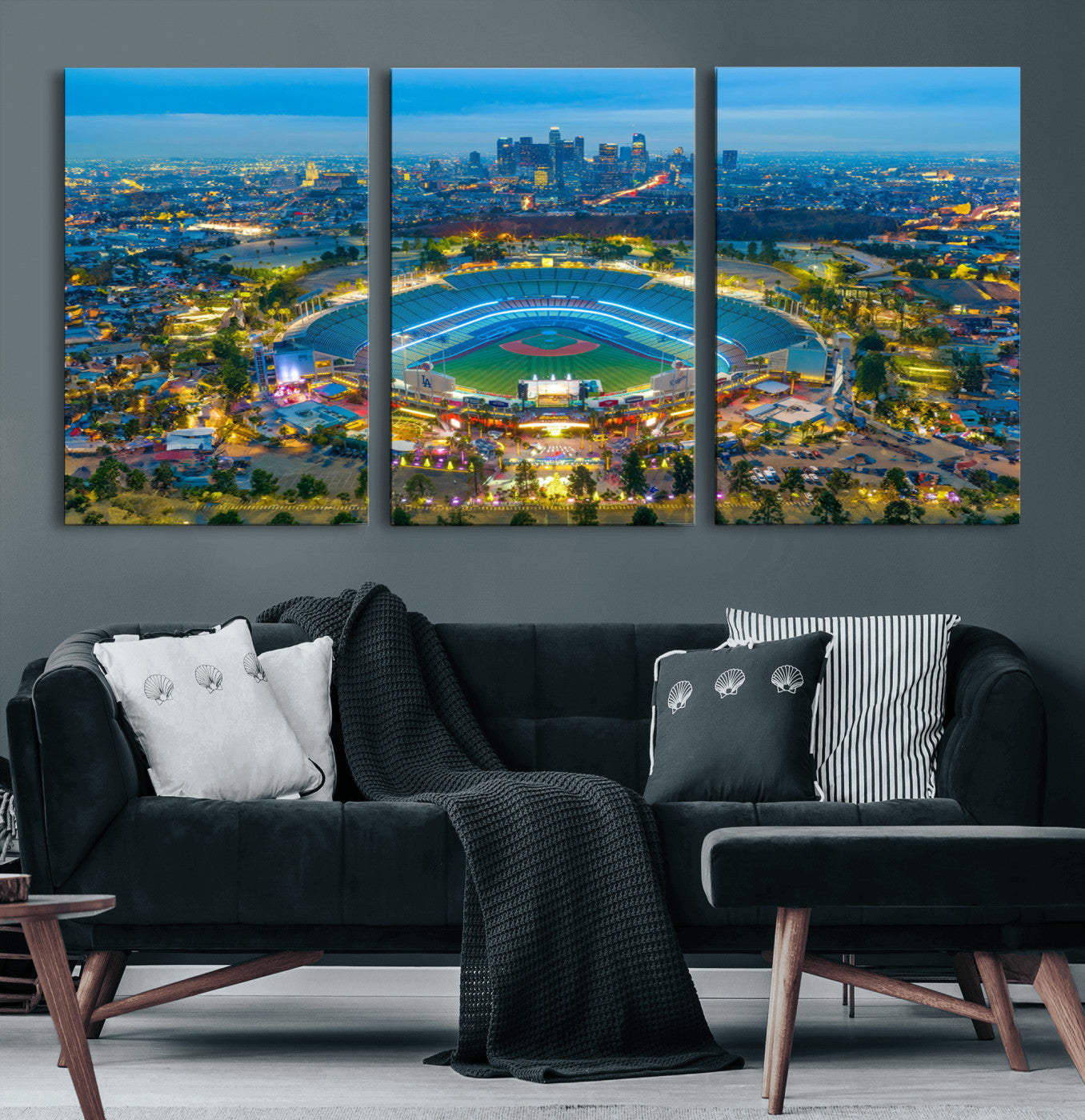 MGV-CV-60X30-3P - Los Angeles Dodgers Wall Art Canvas, Dodger Stadium Wall Art Canvas Print - MLB Baseball Stadium