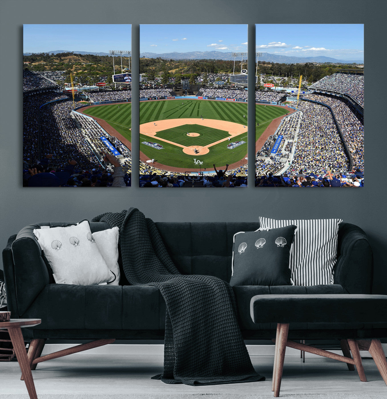 20436-MGV-CV-60X30-3P-Los Angeles Dodgers Dodger Stadium Wall Art Canvas Print - MLB Baseball Stadium Wall Art Canvas
