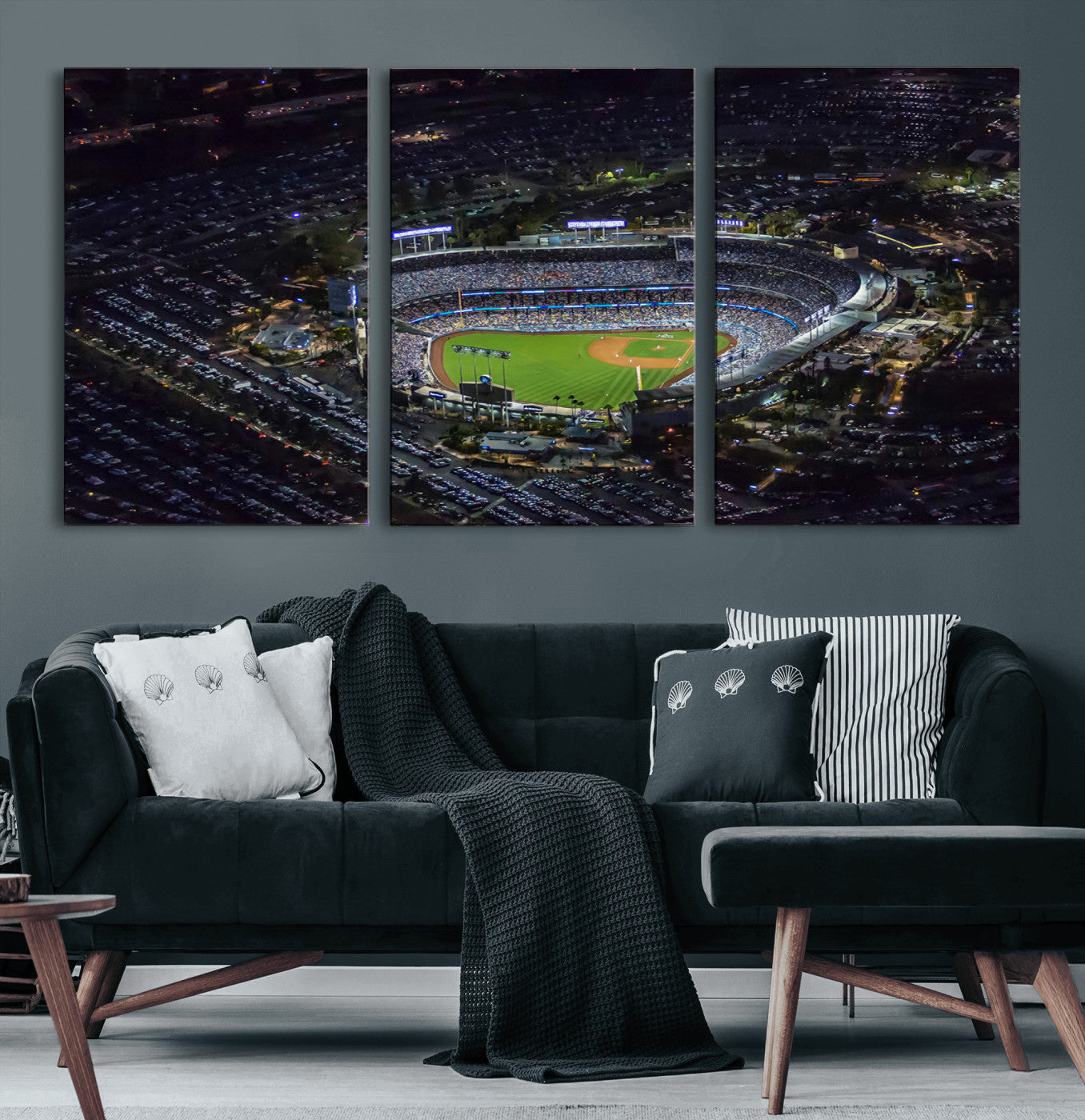 MGV-CV-60X30-3P - Los Angeles Dodgers Dodger Stadium Wall Art Canvas Print - MLB Baseball Stadium