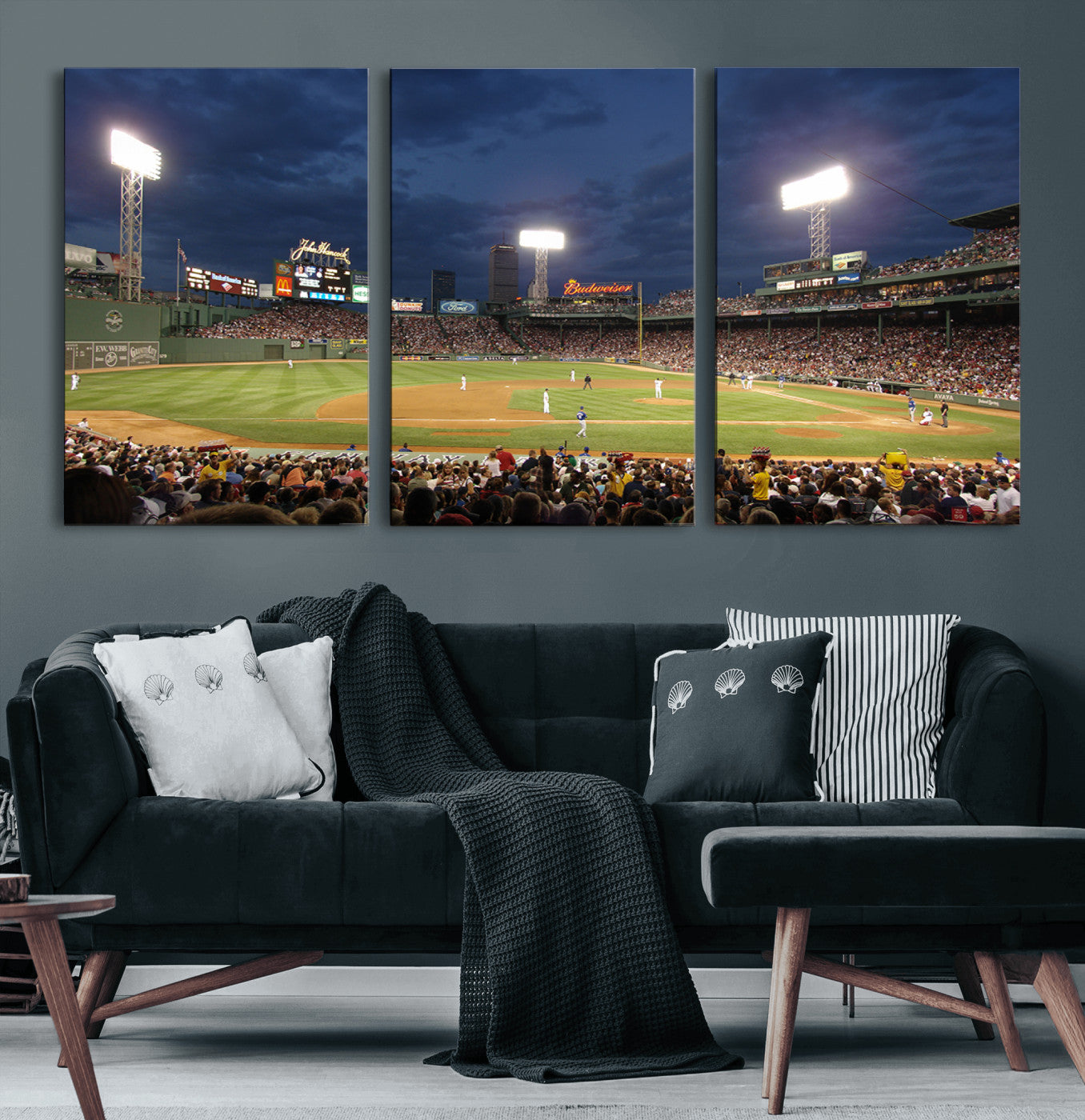 85099-MGV-CV-60X30-3P-Boston Red Sox Baseball Team Print Canvas - Massachusetts Fenway Park Stadium Wall Art Canvas Print