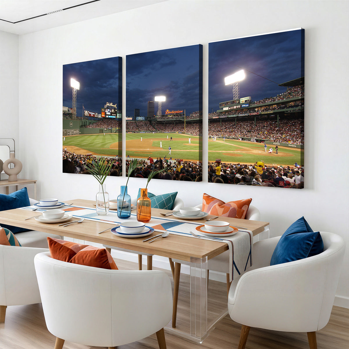 85099-MGV-CV-36X24 - Boston Red Sox Baseball Team Print Canvas, Massachusetts Fenway Park Stadium Wall Art