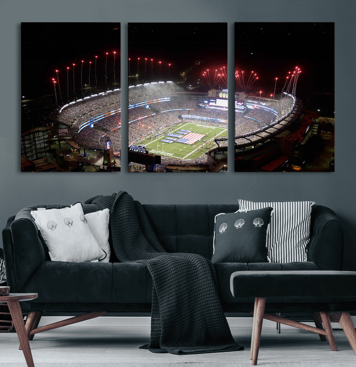 89988-MGV-CV-60X30-3P-New England Patriots Team Print Wall Art- Foxborough Gillette Stadium Wall Art Canvas Print