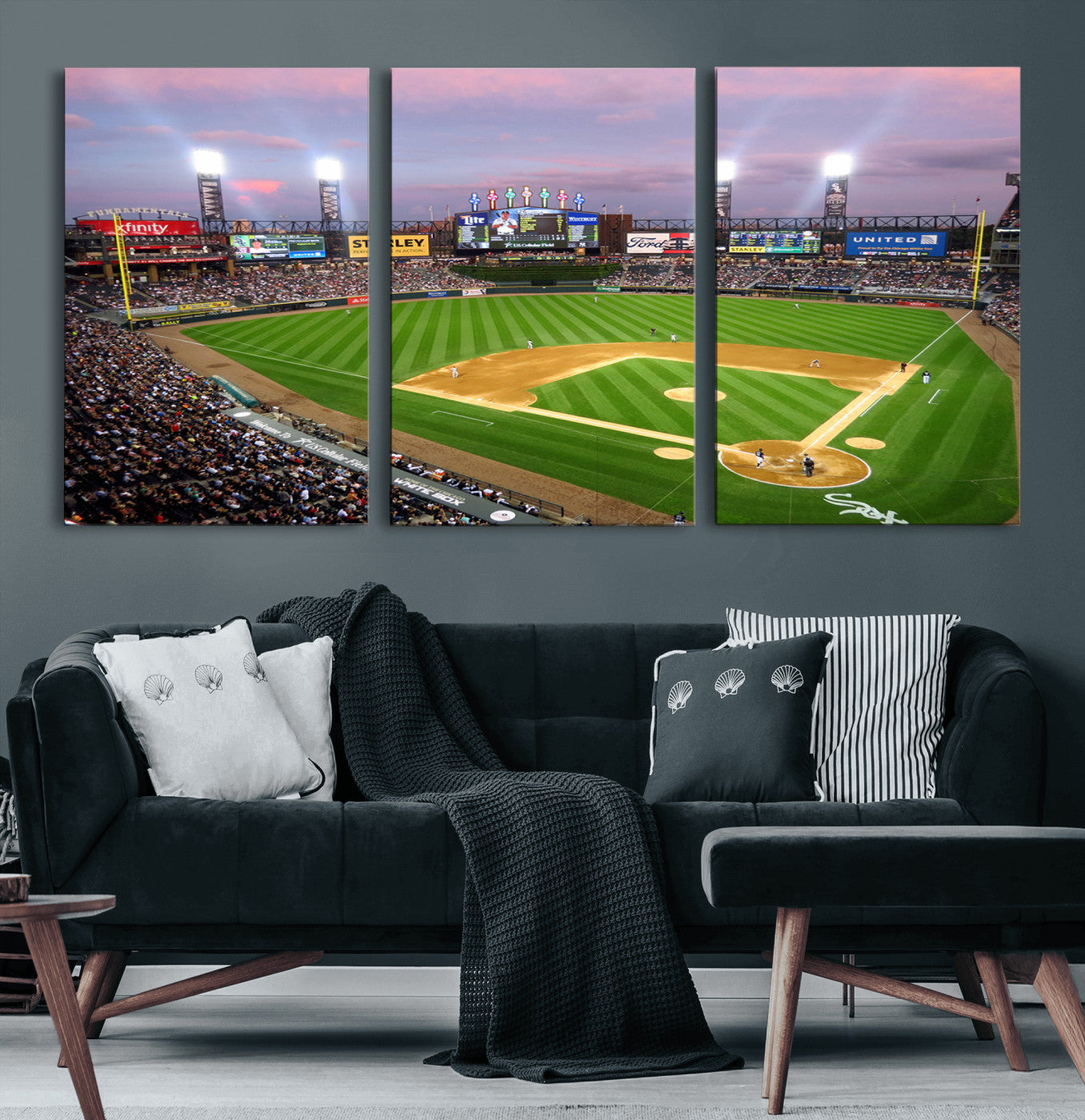 MGV-CV-60X30-3P - Chicago White Sox Baseball Team Print Canvas- Guaranteed Rate Field Stadium Wall Art Canvas Print