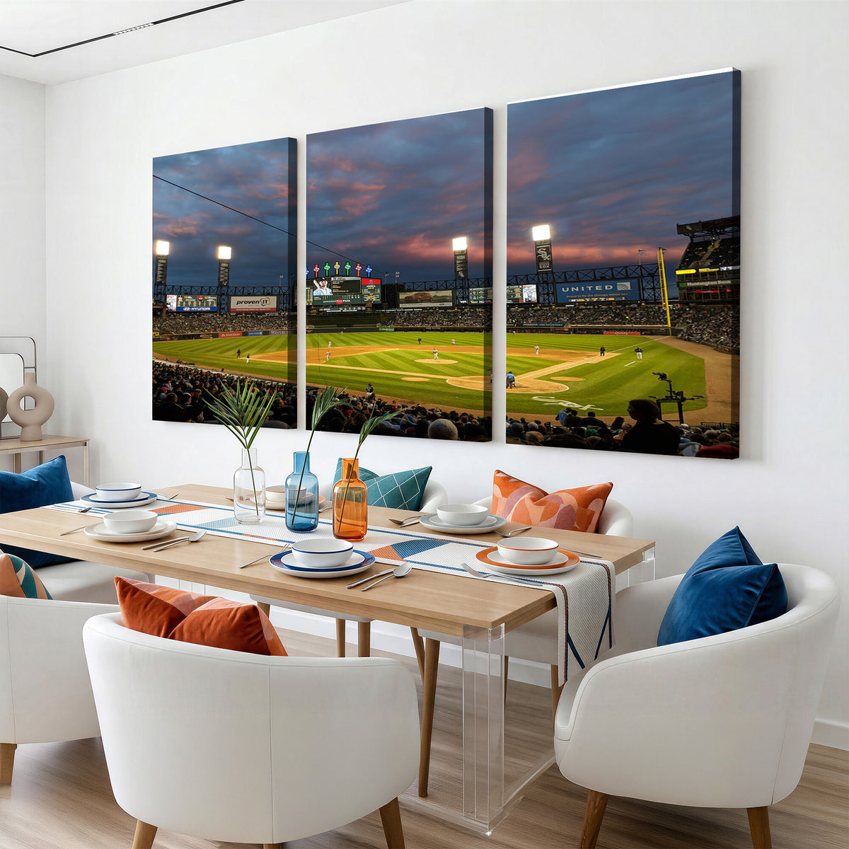 96063-MGV-CV-36X24 - Chicago White Sox Baseball Team Print Canvas, Guaranteed Rate Field, Framed and Ready to Hang
