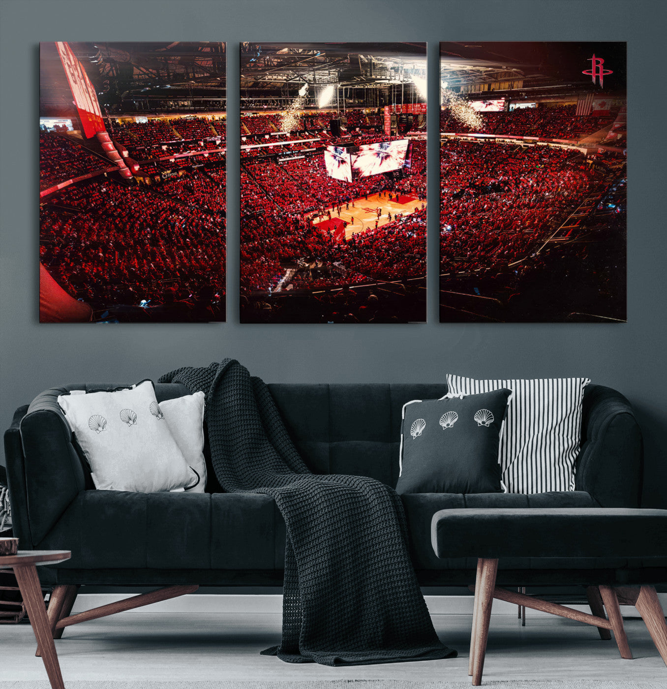 91527-MGV-CV-60X30-3P-Houston Rockets Basketball Team Print Canvas- Houston Toyota Center Stadium Wall Art Canvas Print