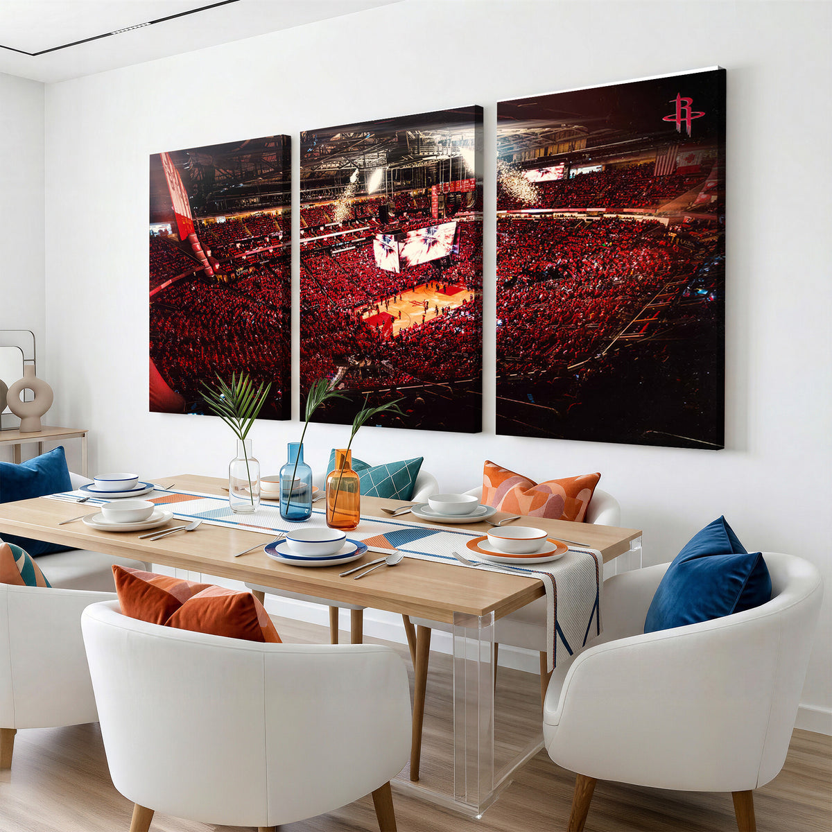91527-MGV-CV-36X24 - Houston Rockets Basketball Team Print Canvas, Houston Toyota Center Arena Wall Art