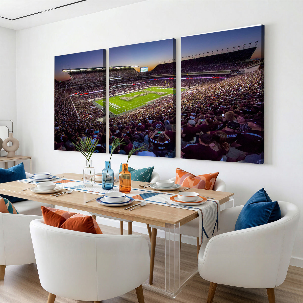 25148-MGV-CV-36X24 - Texas A&M University Aggies Football Team Print, College Station Kyle Field, Framed and Ready to Hang