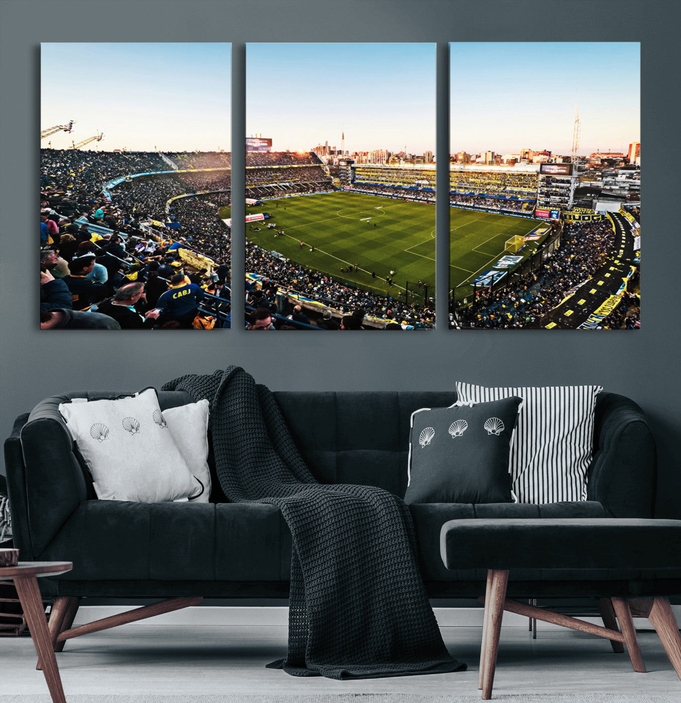 50105-MGV-CV-60X30-3P-Boca Juniors Soccer Team Print - Buenos Aires Bombonera Stadium Wall Art Canvas Print