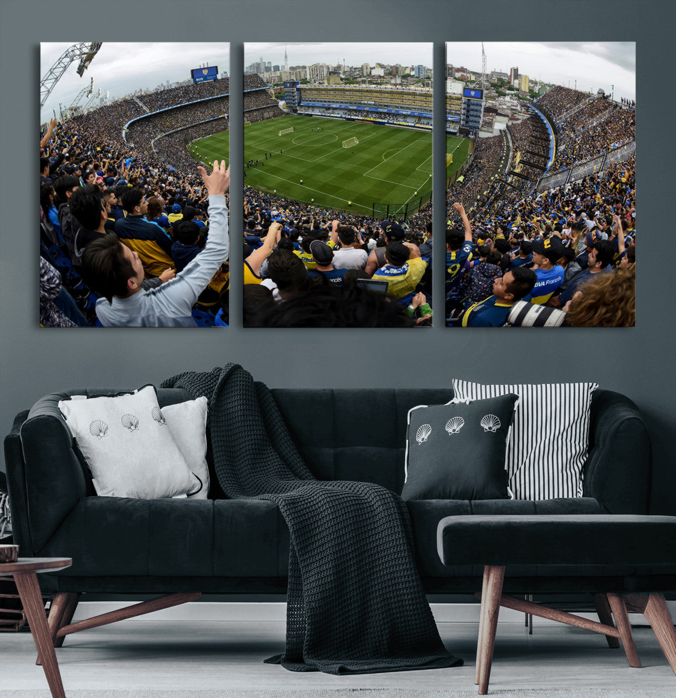 23173-MGV-CV-60X30-3P-Boca Juniors Soccer Team Print - Buenos Aires Bombonera Stadium Wall Art Canvas Print