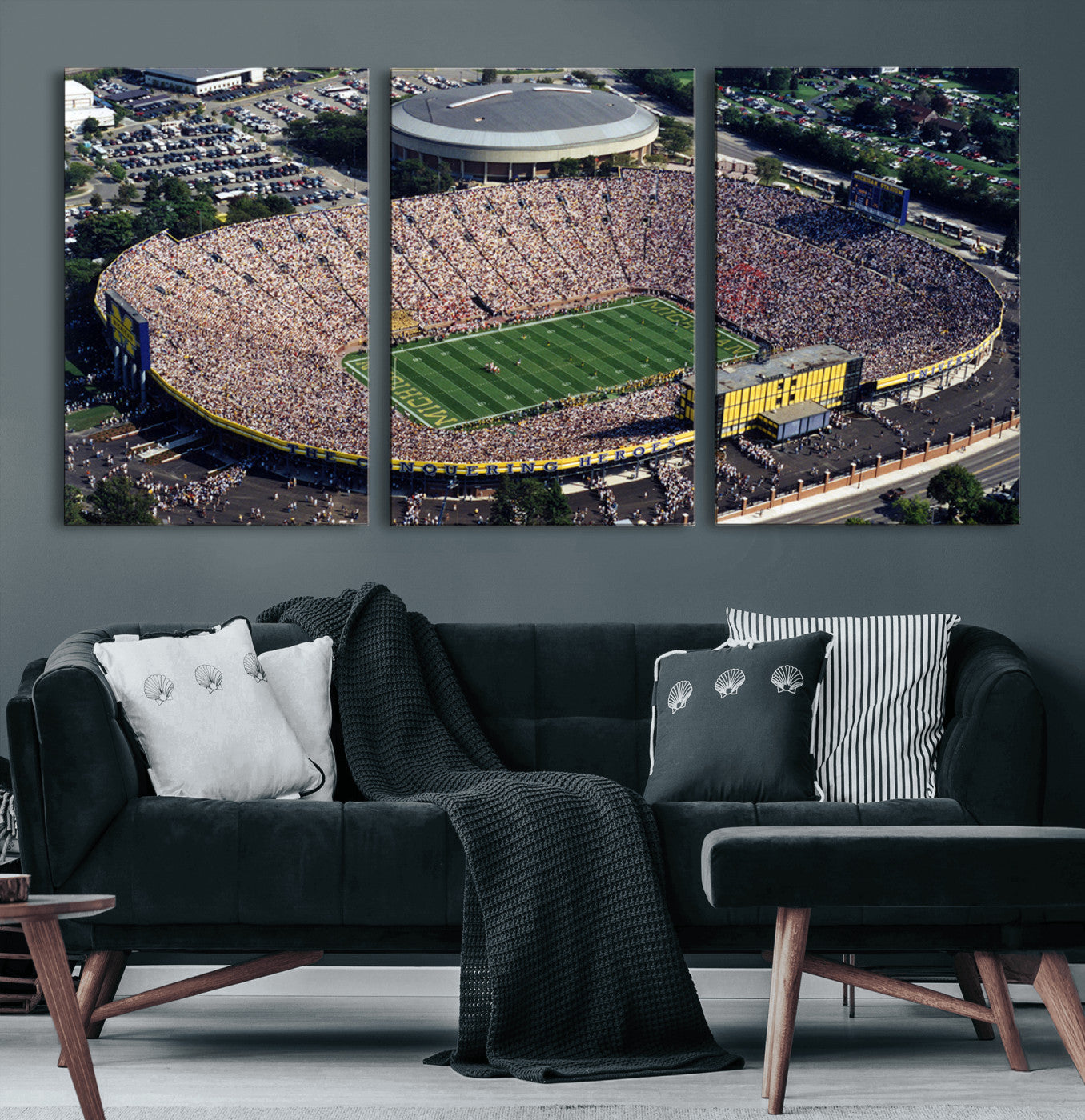 27314-MGV-CV-60X30-3P-Michigan Wolverines Football Team Print - Ann Arbor Michigan Stadium Print, Michigan Wolverines