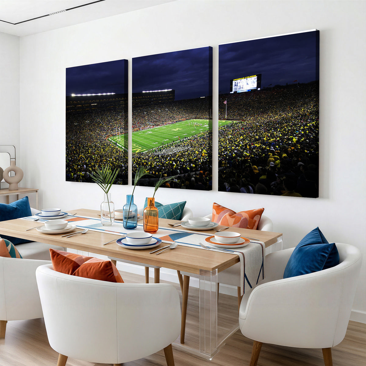 15448-MGV-CV-36X24 - Michigan Wolverines Football Canvas Wall Decor, Football Team Print, Ann Arbor Michigan Stadium