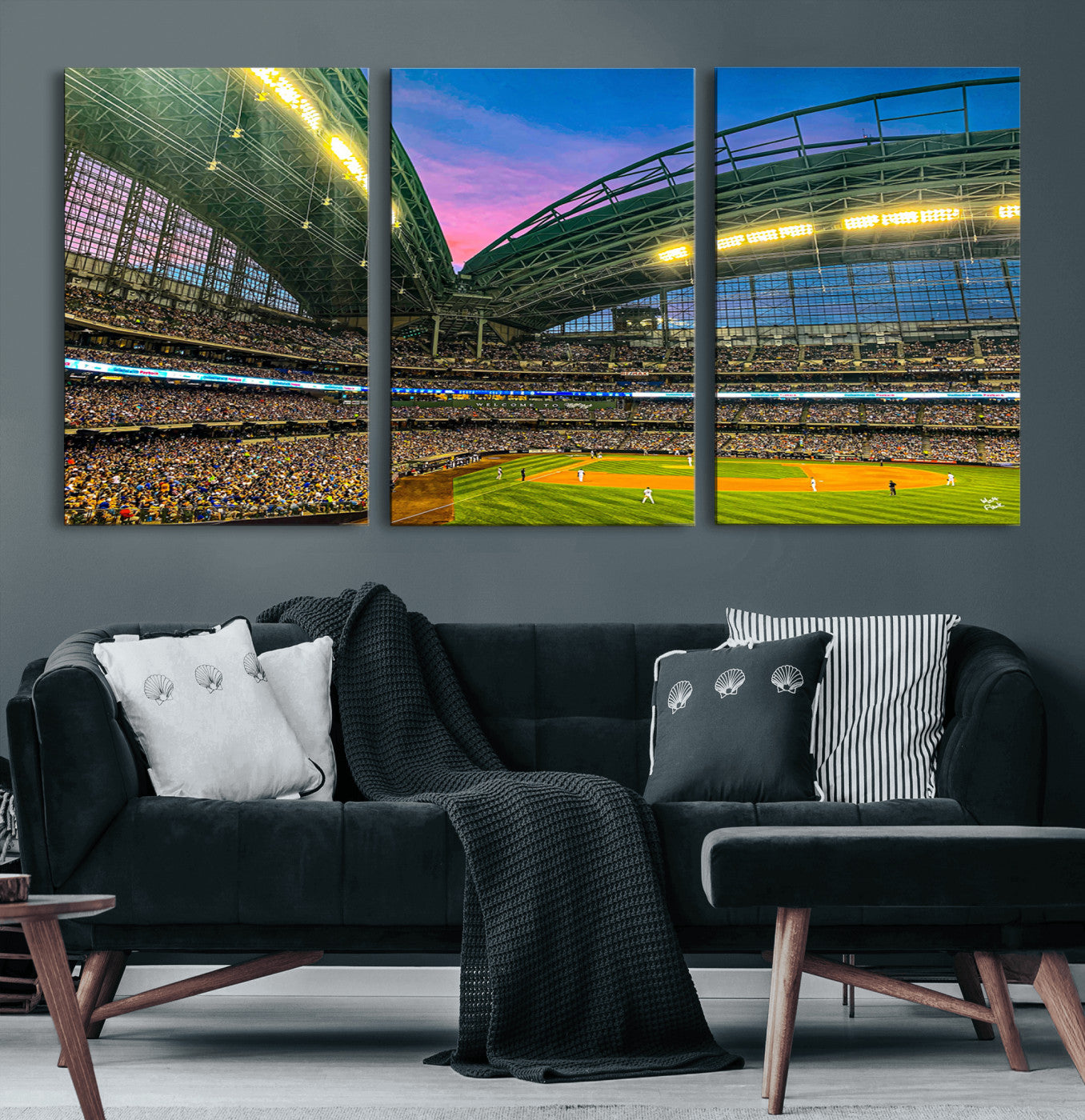 MGV-CV-60X30-3P - Milwaukee Brewers Baseball Team Print Canvas- American Family Field Stadium Wall Art Canvas Print