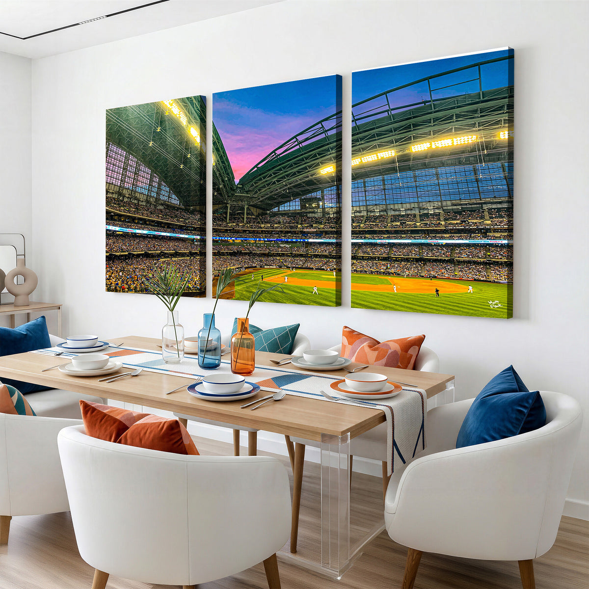 17006-MGV-CV-36X24 - Milwaukee Brewers Baseball Team Print Canvas, American Family Field Stadium Wall Art