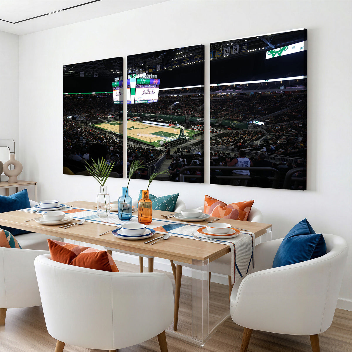 69882-MGV-CV-36X24 - Milwaukee Bucks Basketball Print, Fiserv Forum Stadium Wall Art