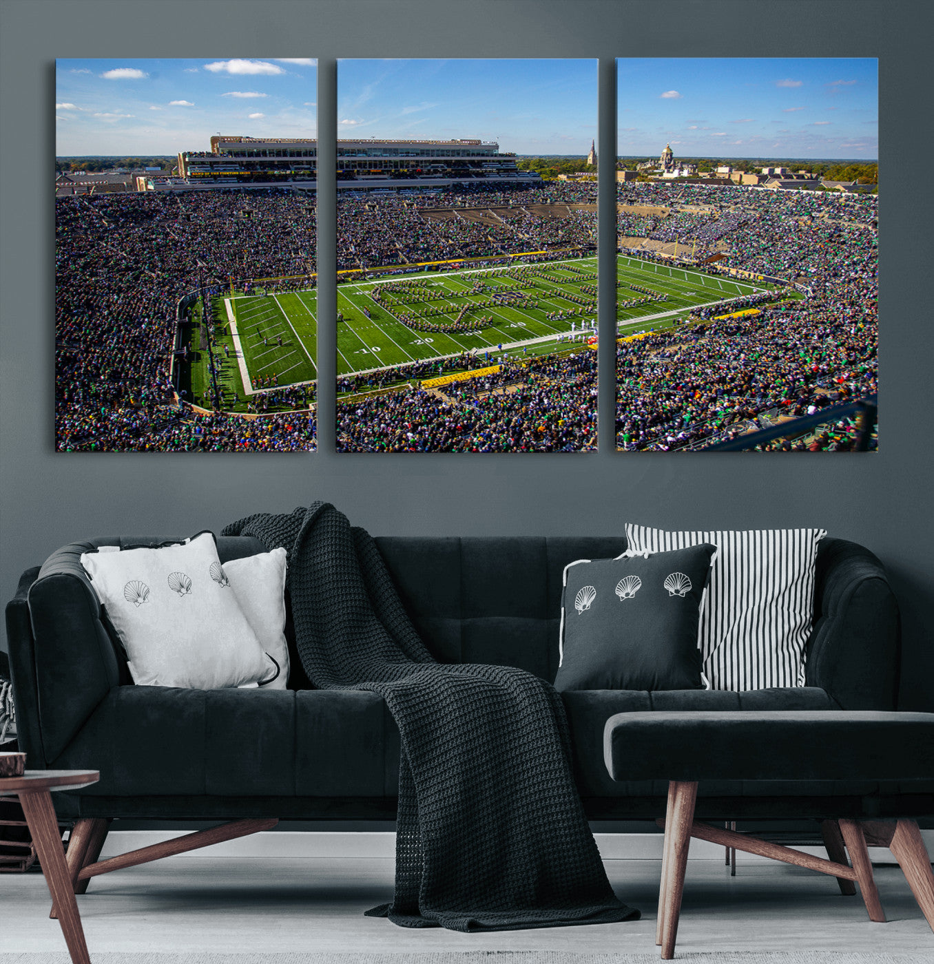 50114-MGV-CV-60X30-3P-Notre Dame Fighting Irish Football Team Print - Notre Dame Stadium Wall Art Canvas Print
