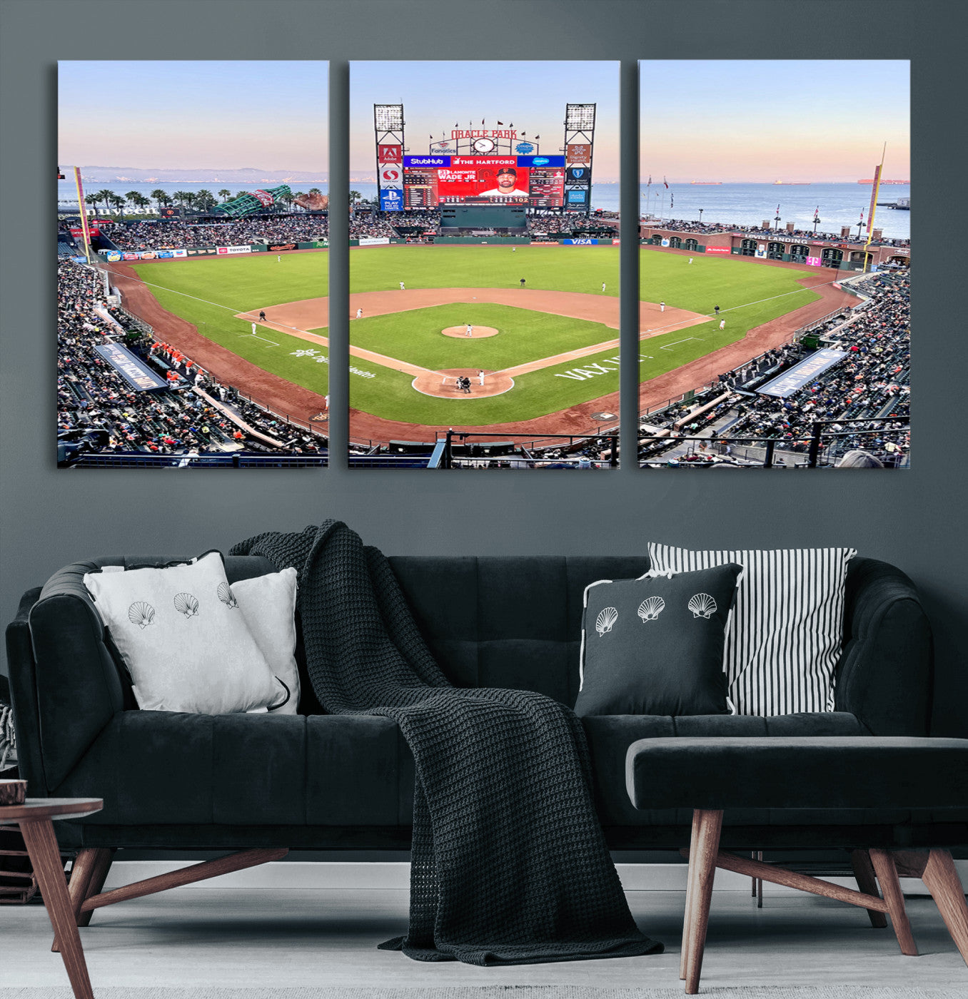 16055-MGV-CV-60X30-3P-San Francisco Giants Baseball Team Print - Oracle Park Stadium Wall Art Canvas Print