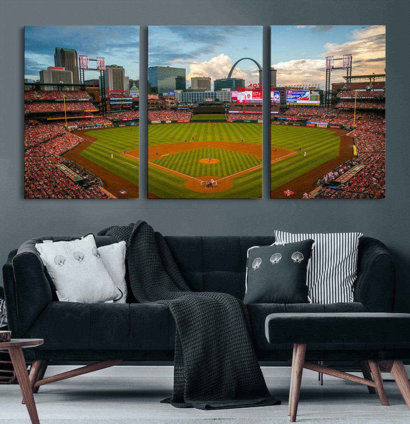 34054-MGV-CV-60X30-3P-St. Louis Cardinals Baseball Team Print - Busch Stadium Wall Art Canvas Print