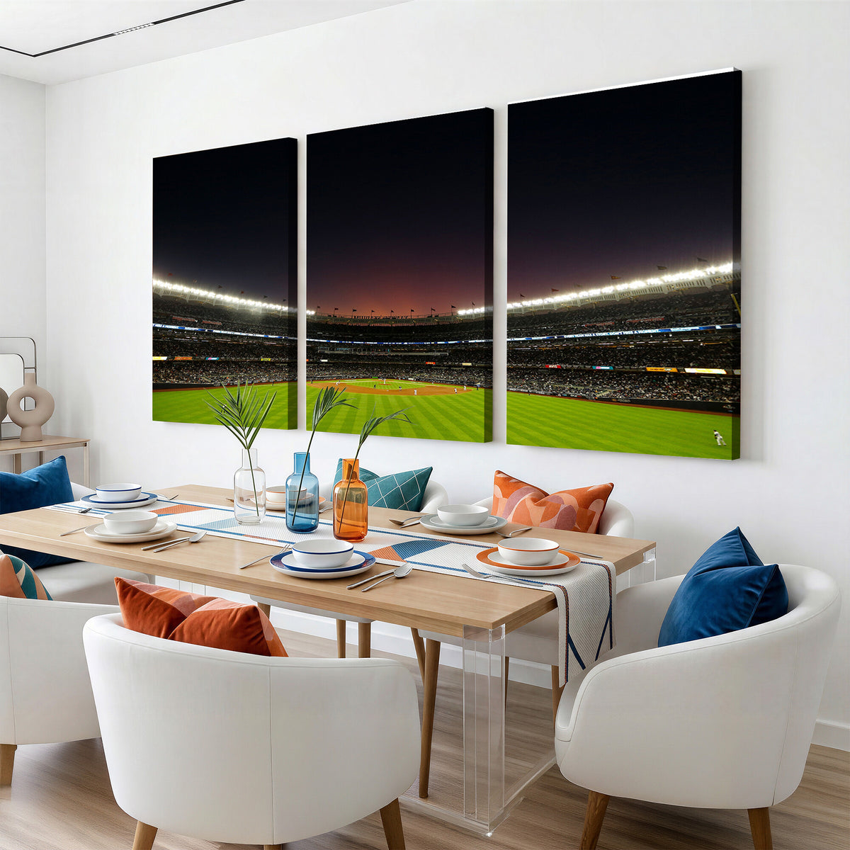 59138-MGV-CV-36X24 - Yankee Stadium Night Game Triple Canvas, New York Yankees Stadium Wall Art