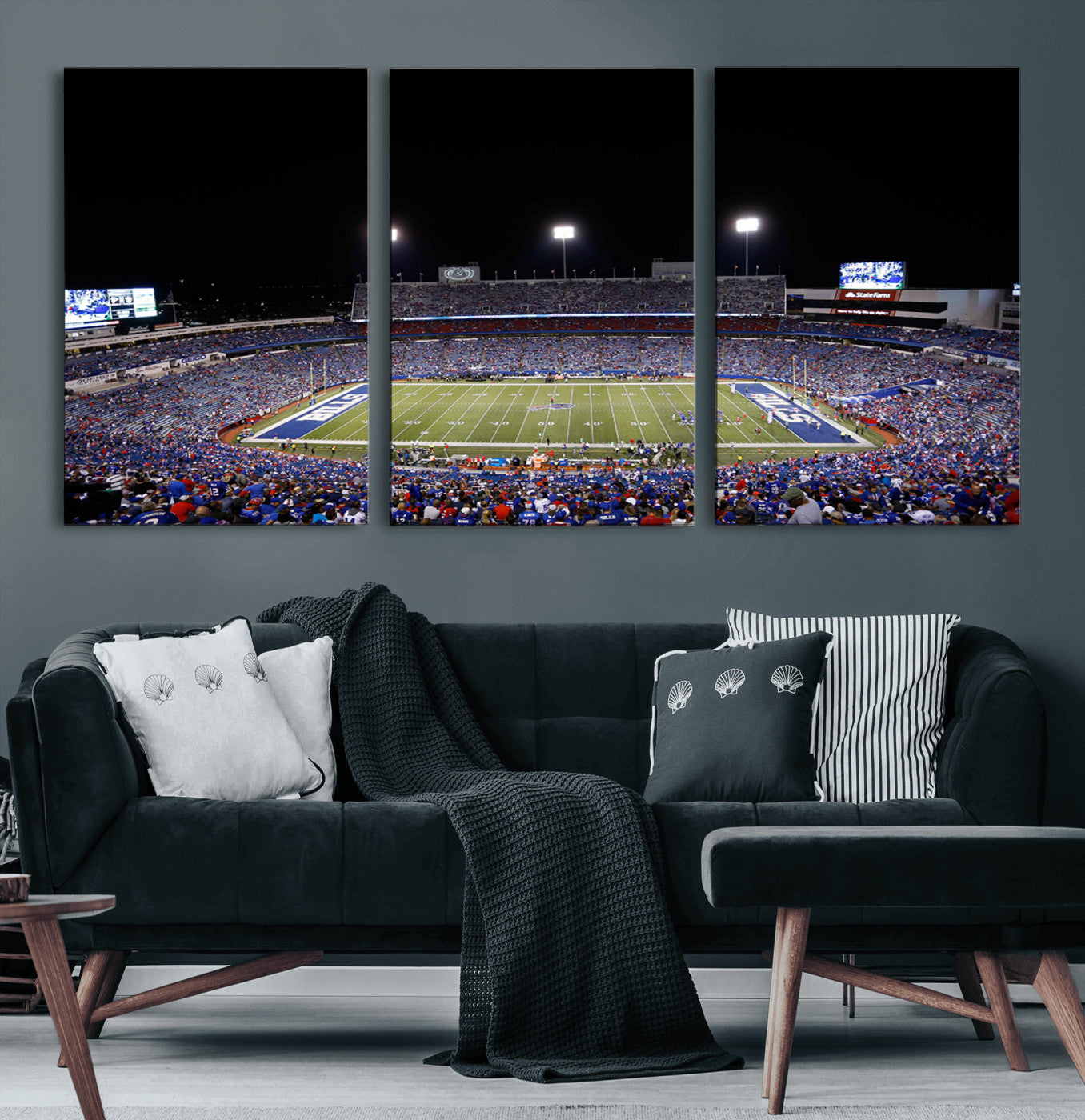 MGV-CV-60X30-3P - Buffalo Bills Wall Art - Buffalo Bills Stadium Canvas Print, Perfect Sports Decor for Living Rooms,