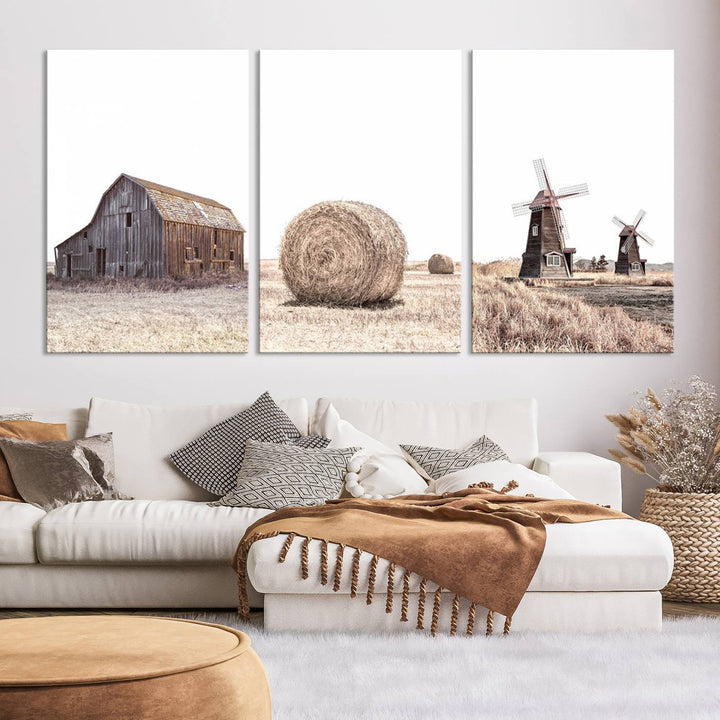 Farm Prints Set, Set of 3 Farmhouse Wall Art, Country House Decor, Barn Print, Wheat Print, Farmhouse Wall Art, Gallery Wall Art, Farm Print