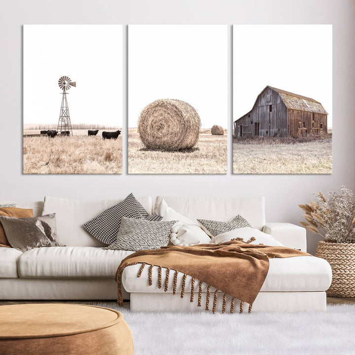 Farm Prints Set, Set of 6 Farmhouse Wall Art, Country House Decor, Barn Print, Wheat Print, Farmhouse Wall Art, Gallery Wall Art, Farm Print