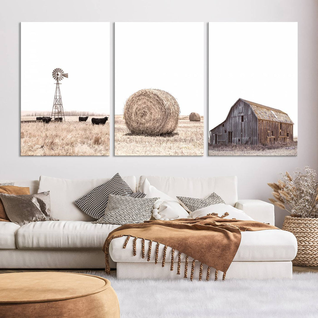 Farm Prints Set, Set of 6 Farmhouse Wall Art, Country House Decor, Barn Print, Wheat Print, Farmhouse Wall Art, Gallery Wall Art, Farm Print