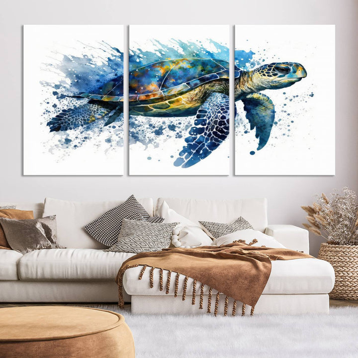 Watercolor Turtle Wall Art Canvas Print