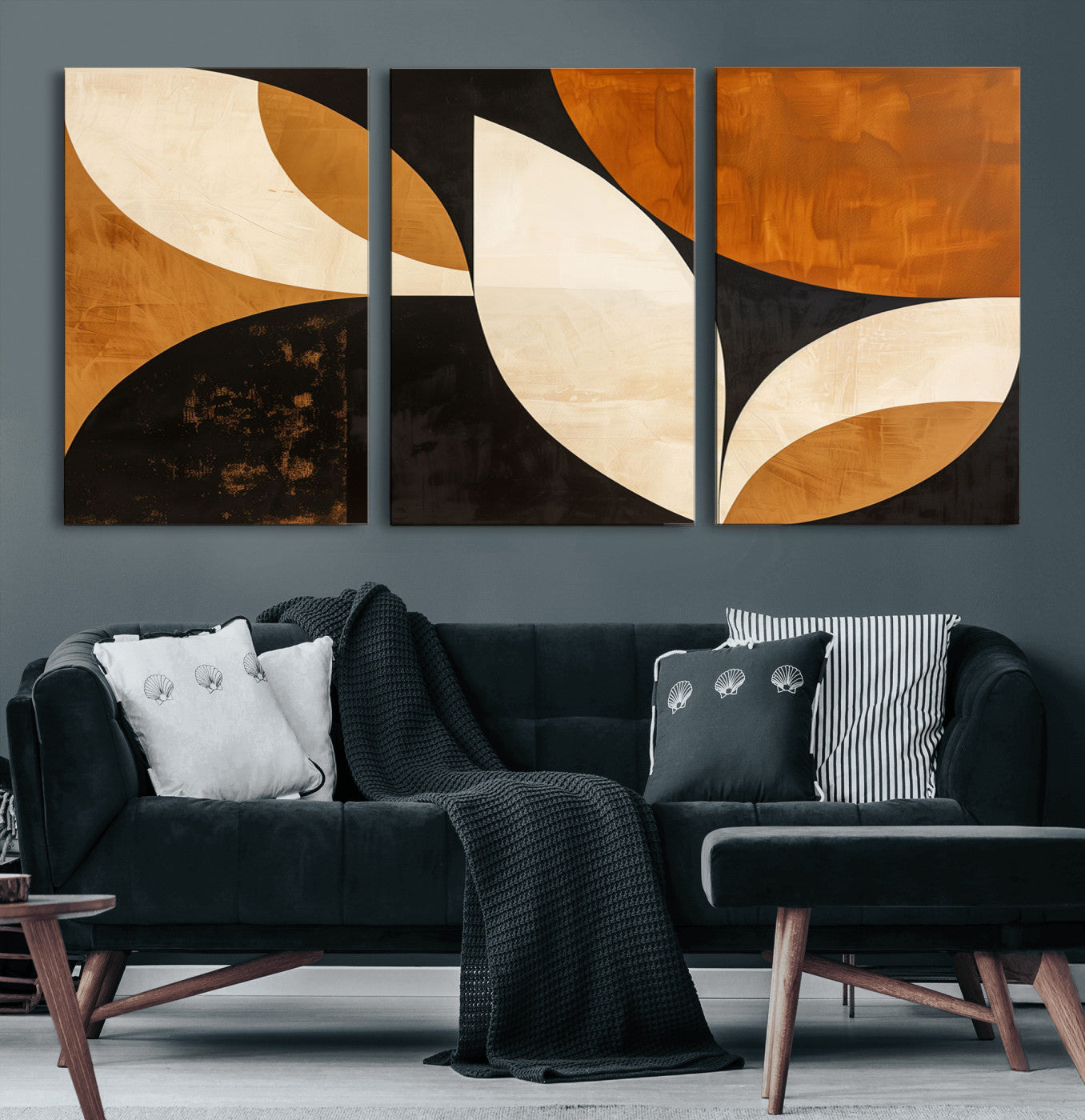-Geometric Abstract Wall Art Canvas Print, Mid Century Modern Wall Art Print