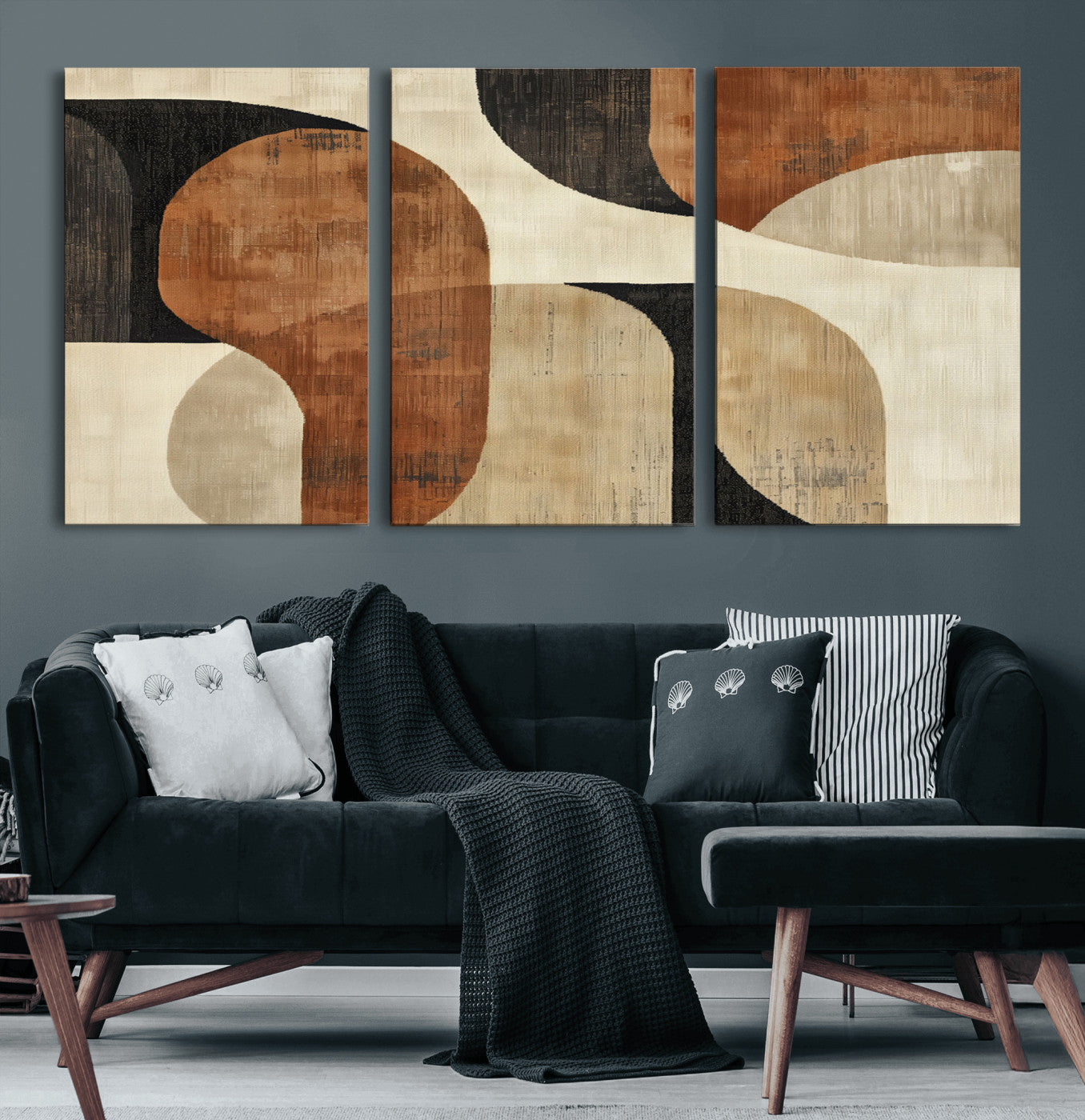 MGV-CV-60X30-3P - Wabi Sabi Abstract Wall Art Canvas Print | Large Minimalist Modern Geometric Wall Decor for Living