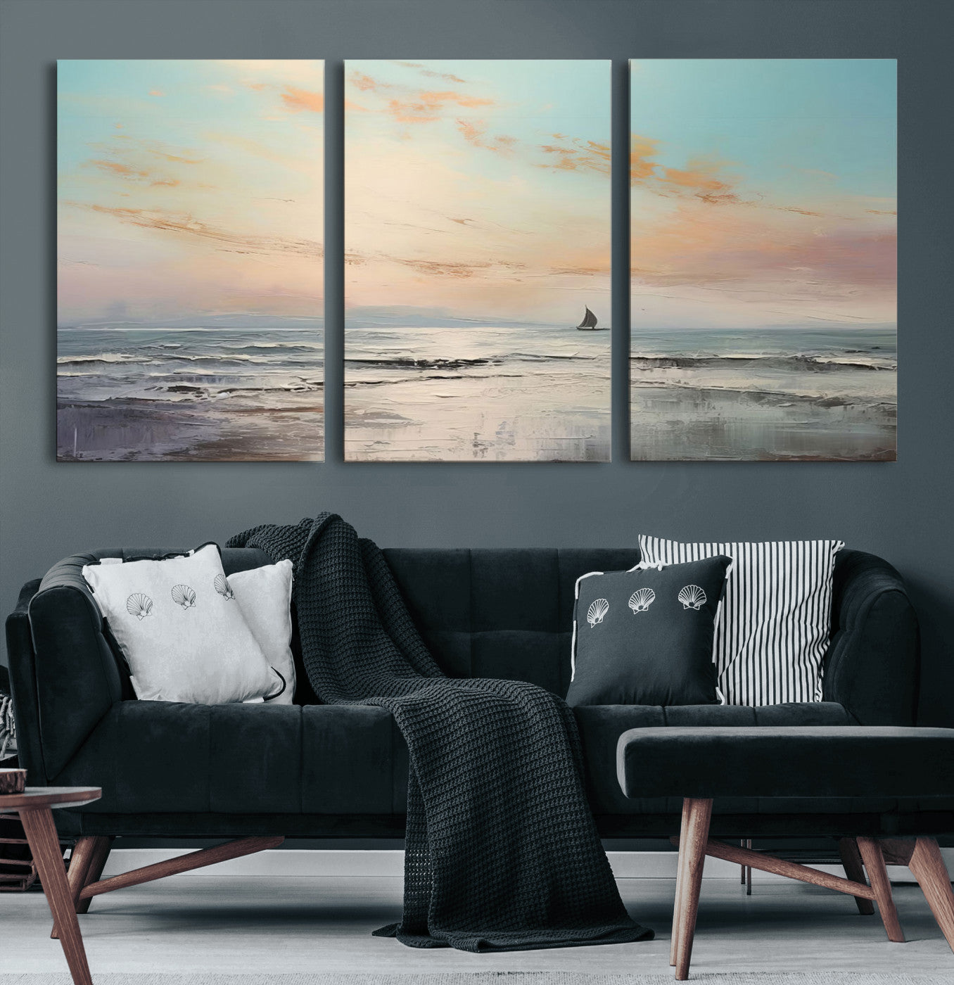 MGV-CV-60X30-3P - Abstract Ocean Wall Art -  Boat Wall Art Canvas Print