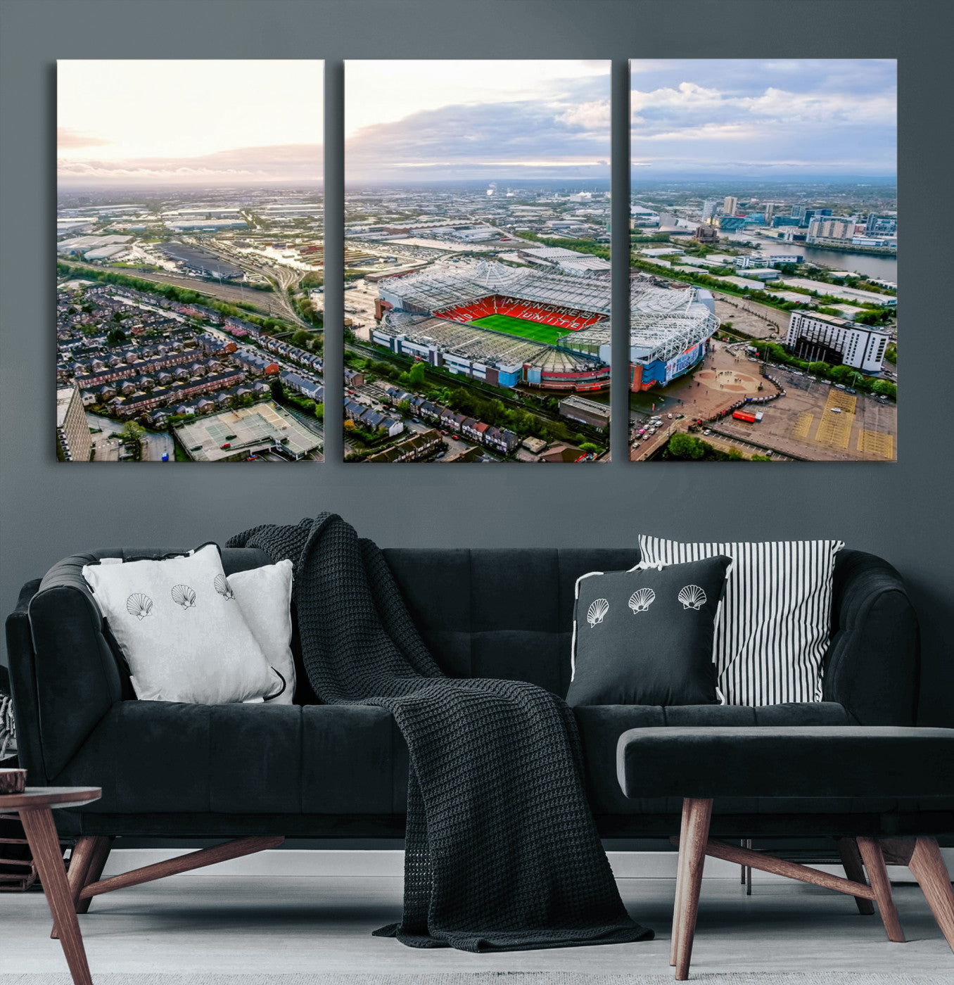 MGV-CV-60X30-3P - Old Trafford Manchester United Stadium Wall Art Canvas Print - Aerial View Stadium, Old Trafford