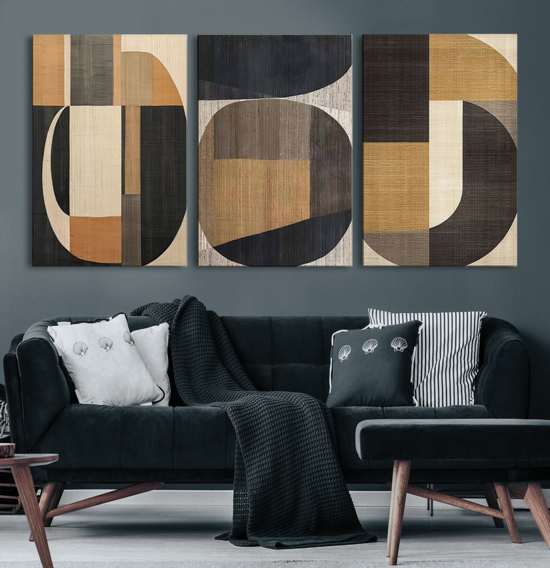 Modern Brown Wabi Sabi Abstract Wall Art Canvas Print Set, Minimalist Wall Art