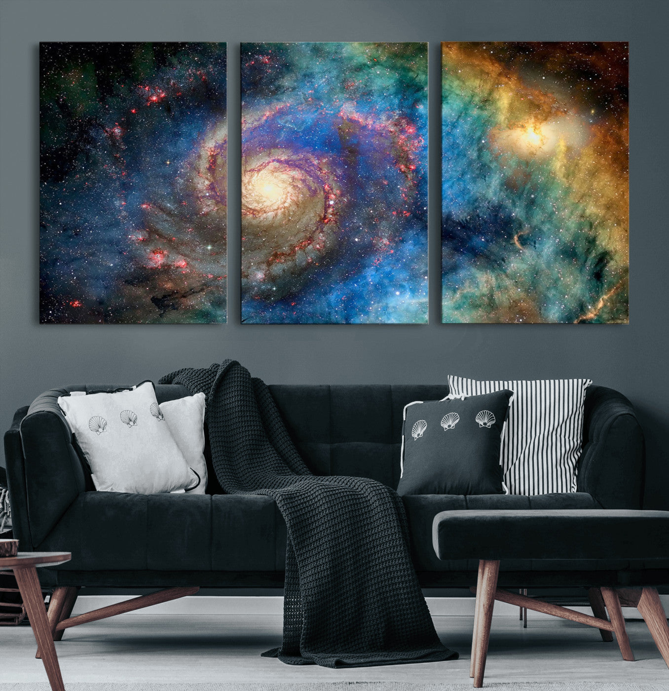 63487-MGV-CV-60X30-3P-Spiral Galaxy Wall Art Canvas Print