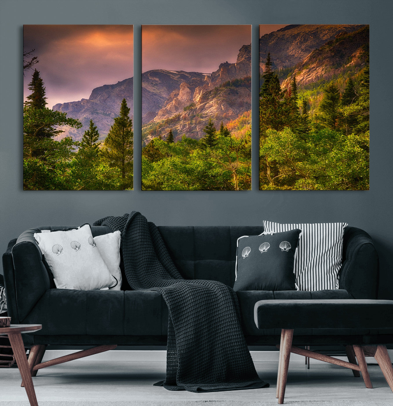 81684-MGV-CV-60X30-3P-Colorado Rockies Mountains Wall Art Canvas Print | Ready to Hang Framed Mountain Landscape