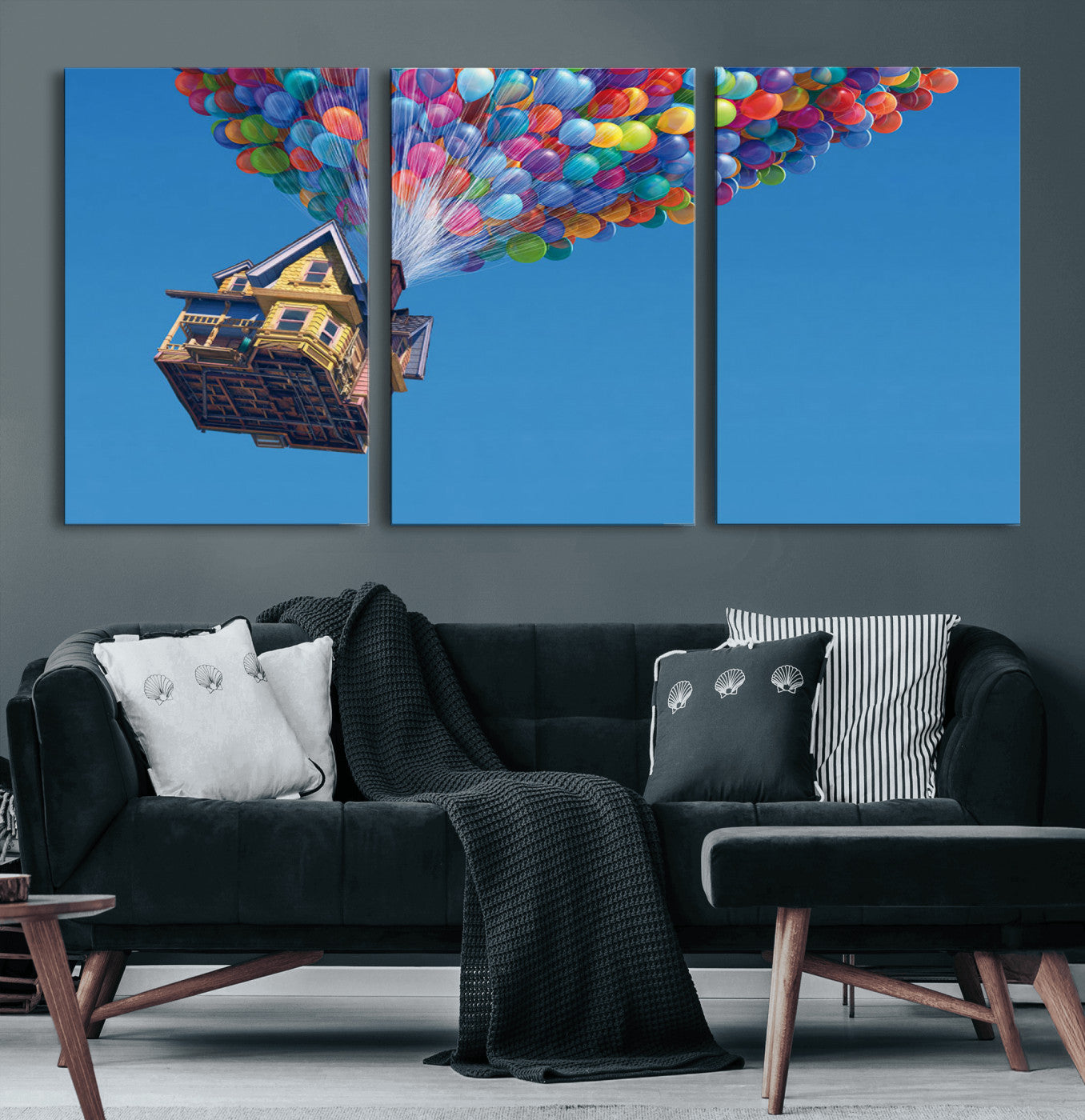 MGV-CV-60X30-3P - Carl Fredricksen, Up Movie Wall Art, Balloons Wall Art, Air Balloons for Kids Room Print