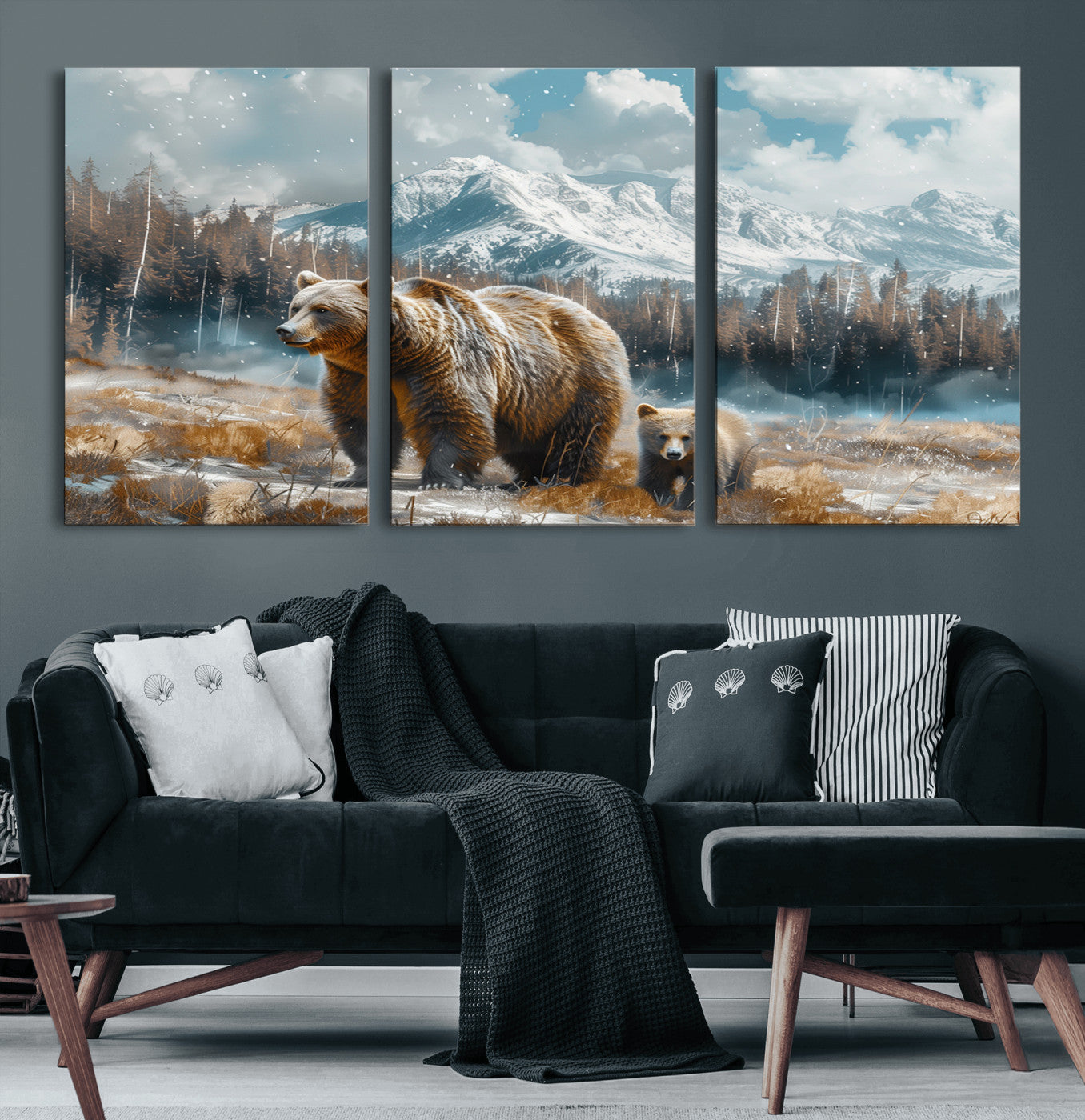 65933-MGV-CV-60X30-3P-Bear and Baby Bear Wall Art Canvas Print